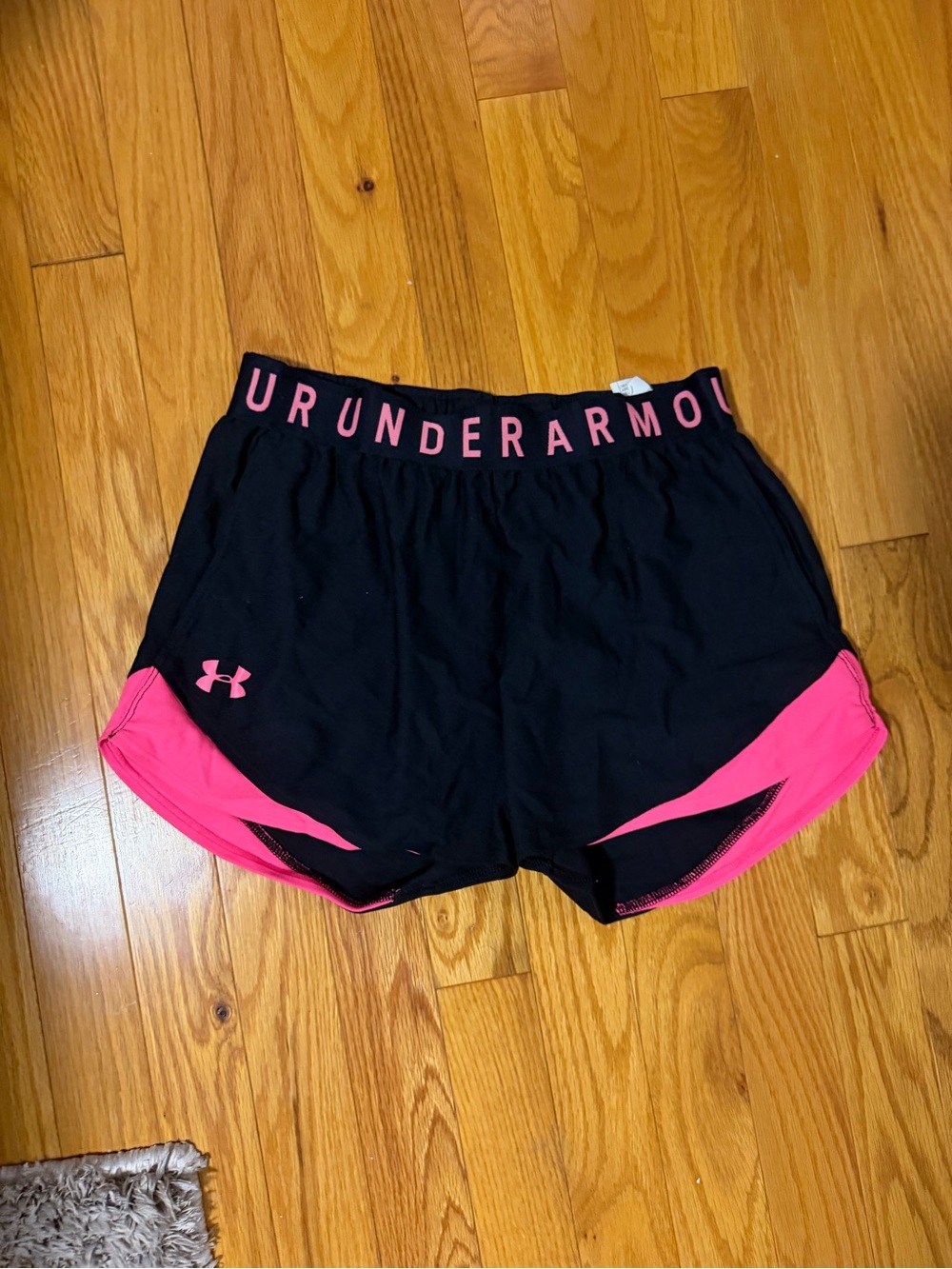 Under Armour Black Shorts with Pink Trim - Women's Athletic Run Shorts